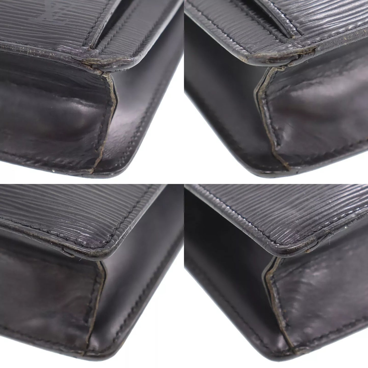 Louis Vuitton LV Pochette Serie Dragonne Clutch Black Epi M52612 #EA29