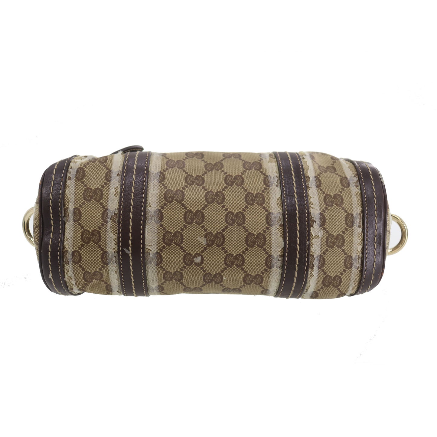 GUCCI Crystal GG Mini Boston Handbag Brown Vinyl Leather #AG692