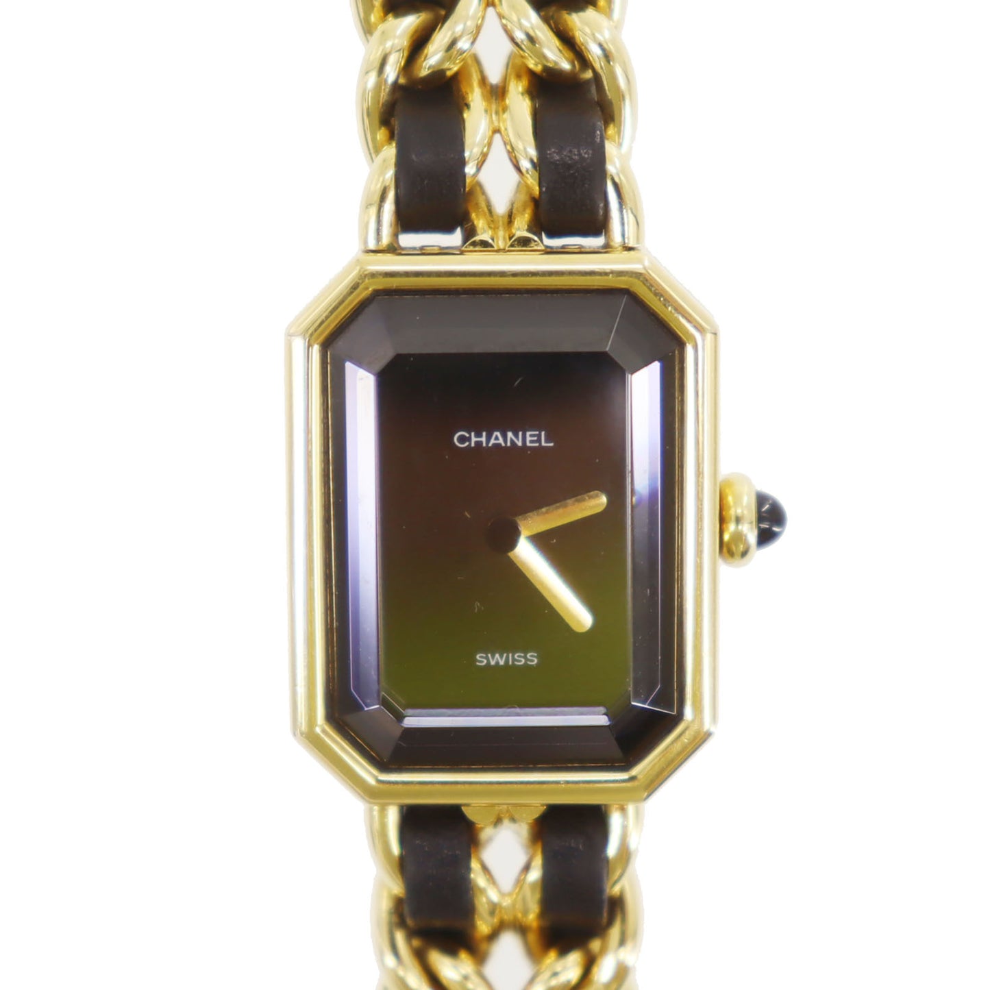 CHANEL Premiere Discontinued Wristwatches L Gold Black Quartz #CO501