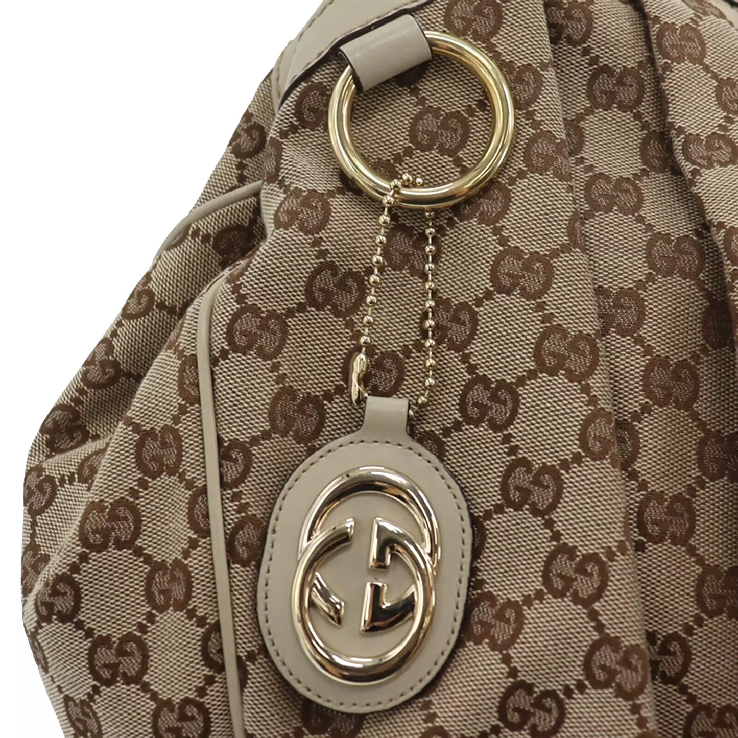GUCCI Original GG Canvas Handbag Tote Beige #CS887