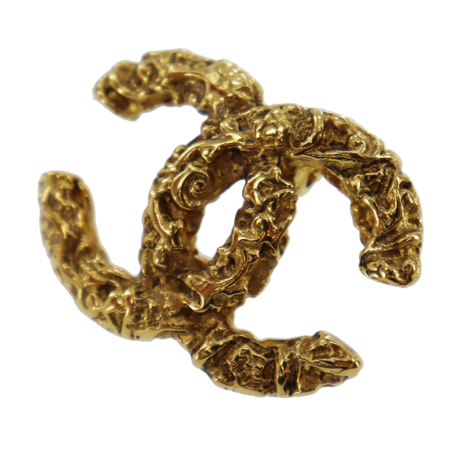 CHANEL CC Logos Earrings Gold Clip-On 03A #AG186