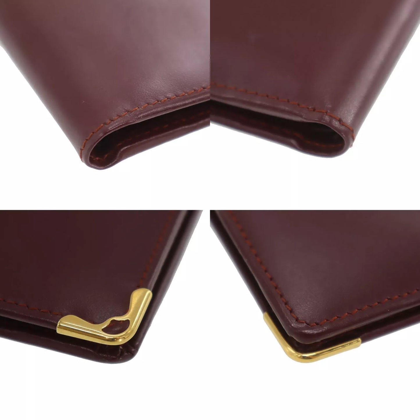 CARTIER Must de Cartier Bifold Wallet Leather Burgundy #ED493