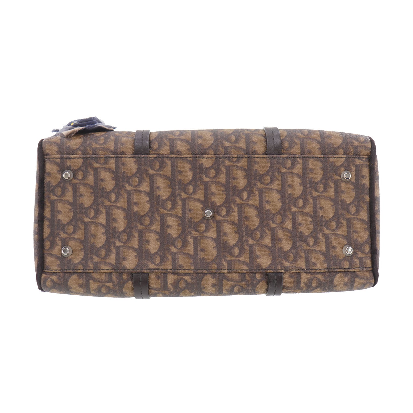 Christian Dior Trotter Flower Handbag Brown PVC #EC853