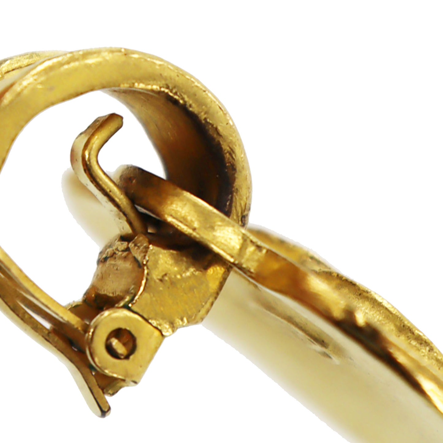 CHANEL CC Logos Heart Earrings 95P Gold Clip-On #AH146