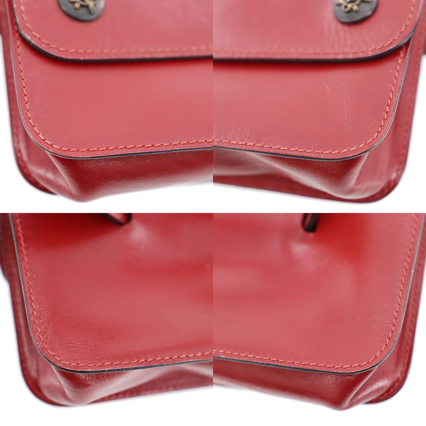 HERMES Waist Pouch Bag Red Leather #BP773