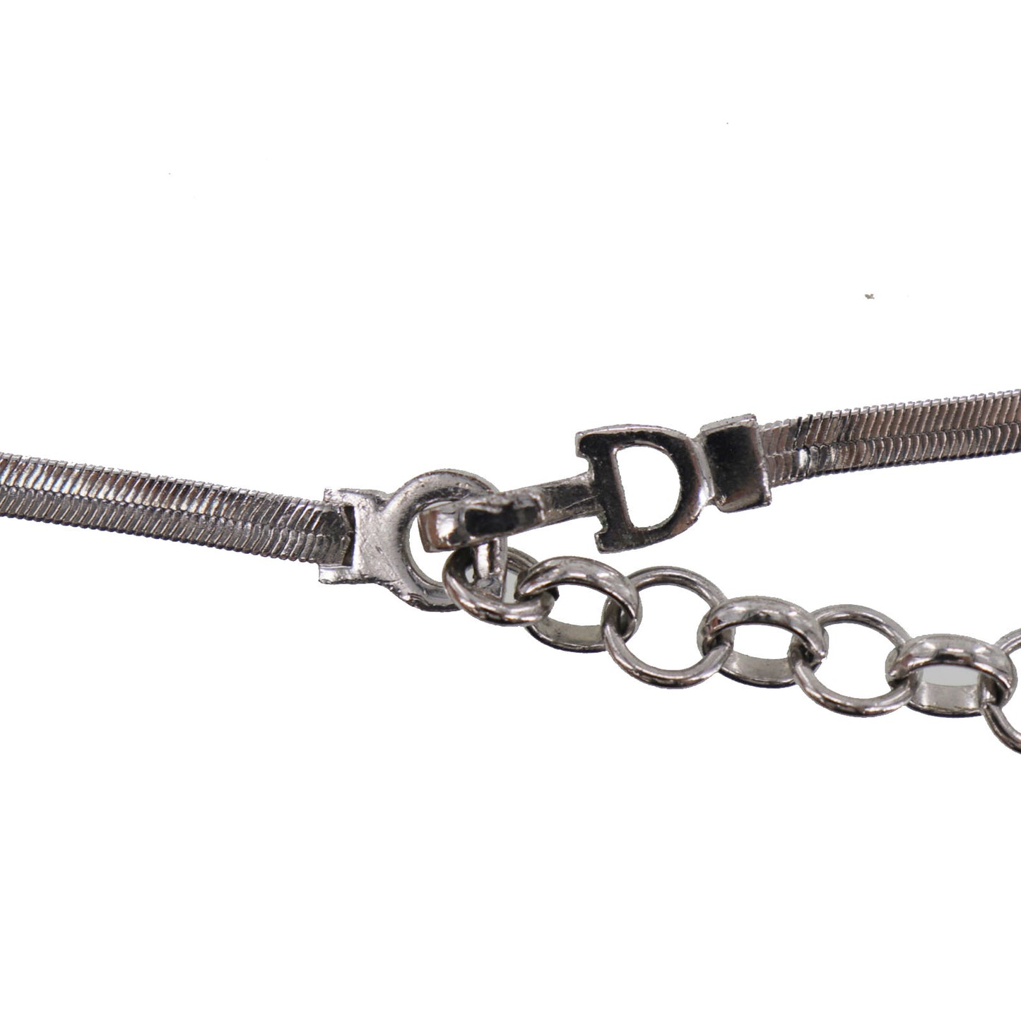 Christian Dior Bow Choker Necklace Silver #EH518