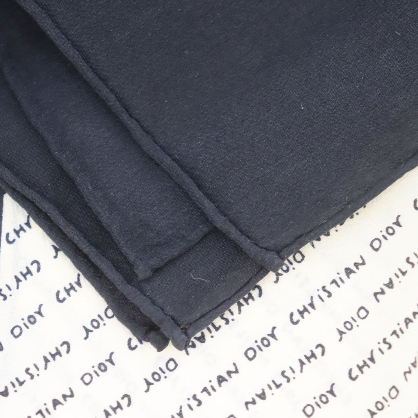Christian Dior Logos Silk Scarf Black Ivory #ED33