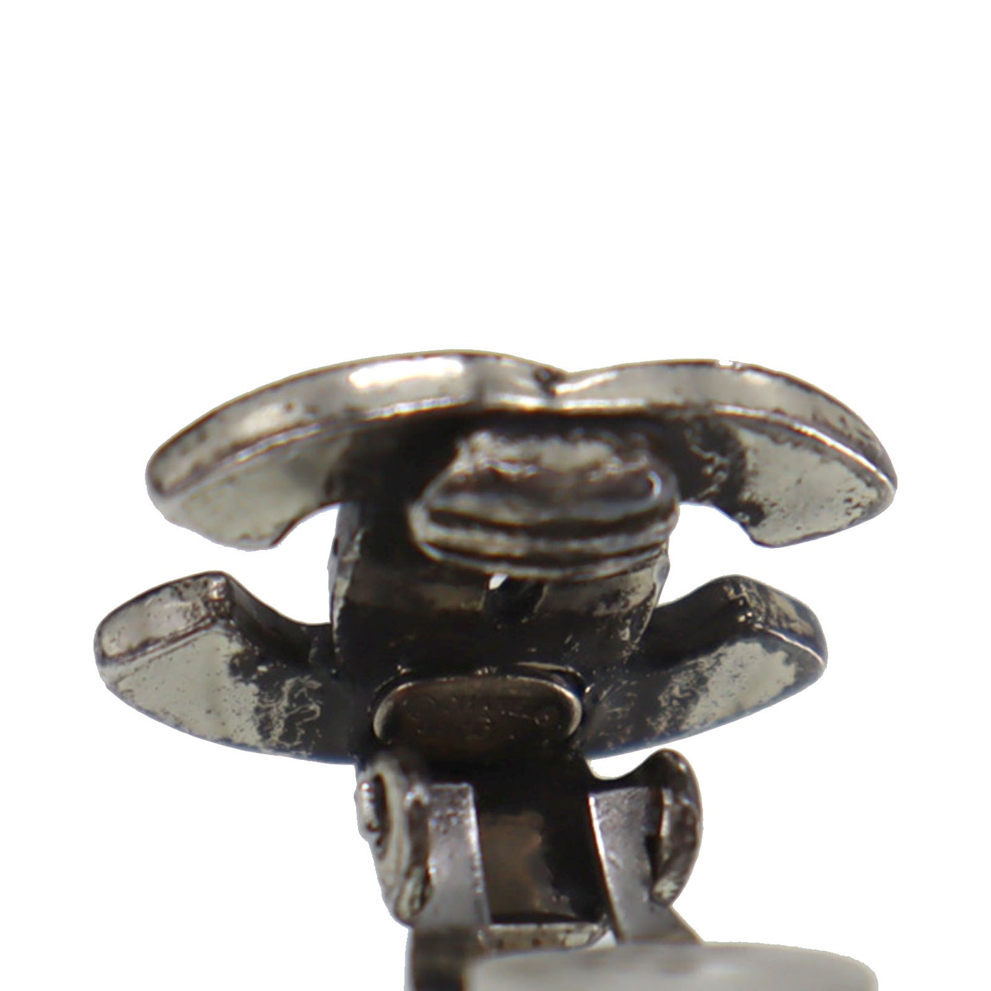 CHANEL CC Logos Earrings Silver Clip-On 99A #CG787