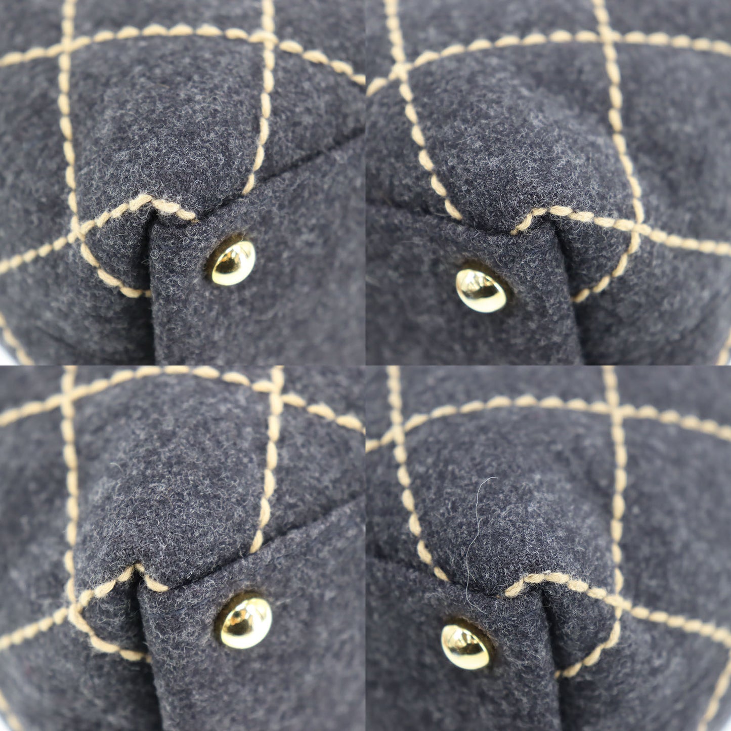 CHANEL Logos Tote Shoulder Bag Dark Gray Felt #CB789