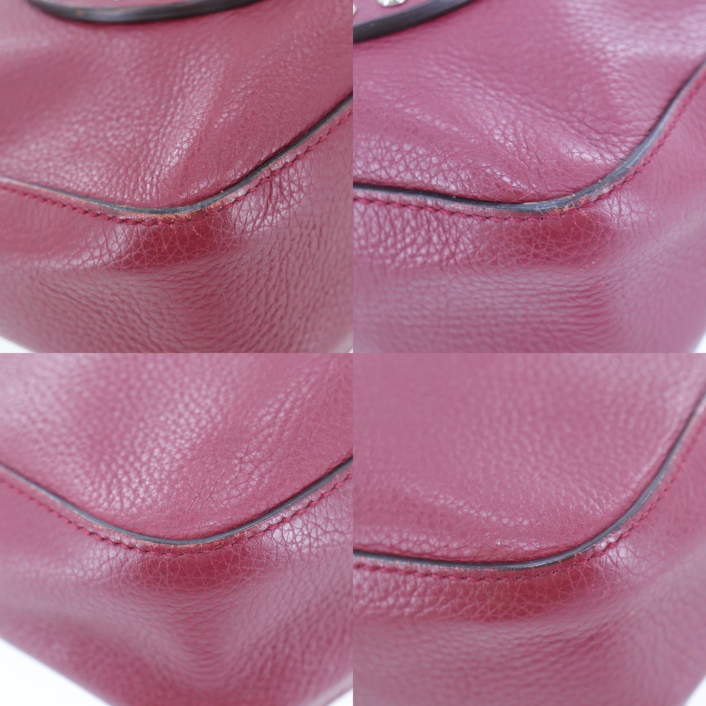 GUCCI Studded Soho Disco Crossbody Shoulder Bag Bordeaux Leather #AG432