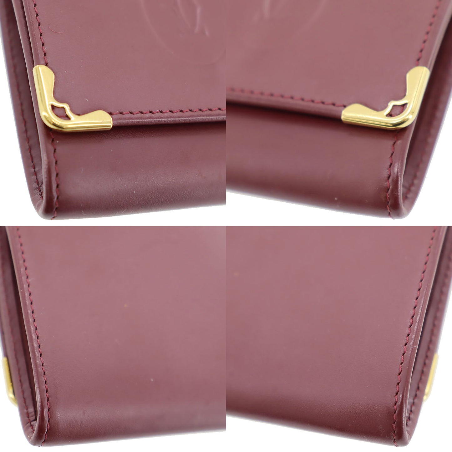 Cartier Logos Must Line Coin Case Bordeaux Leather #AH294