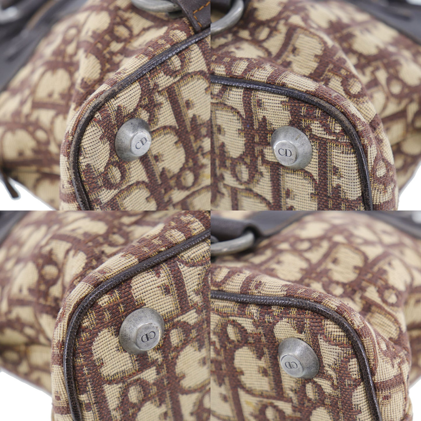 Christian Dior Trotter Handbag Brown Canvas Vintage #AH633