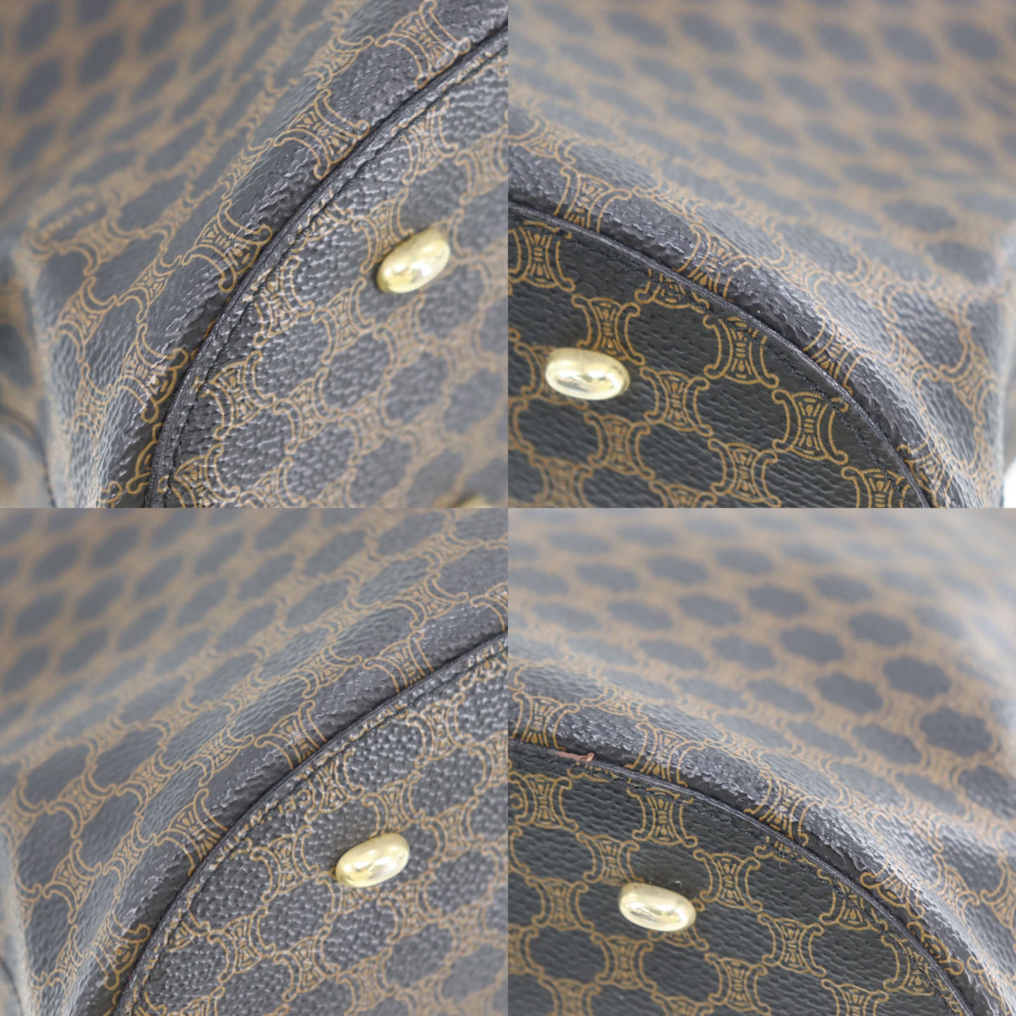 CELINE Macadam Pattern Handbag Black PVC Leather #AG641