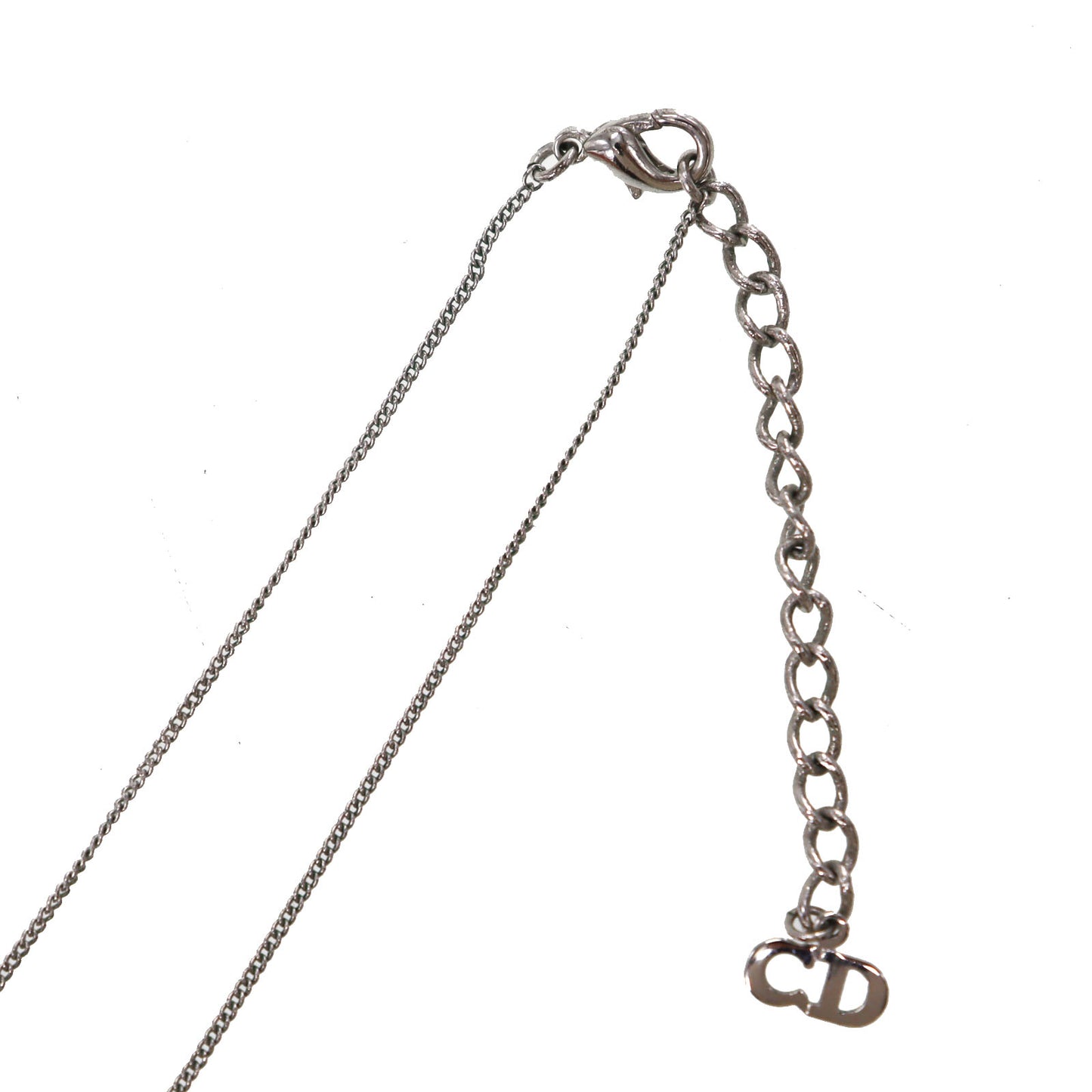 Christian Dior CD Logo Apple Motif Necklace Pendant Silver #CR775