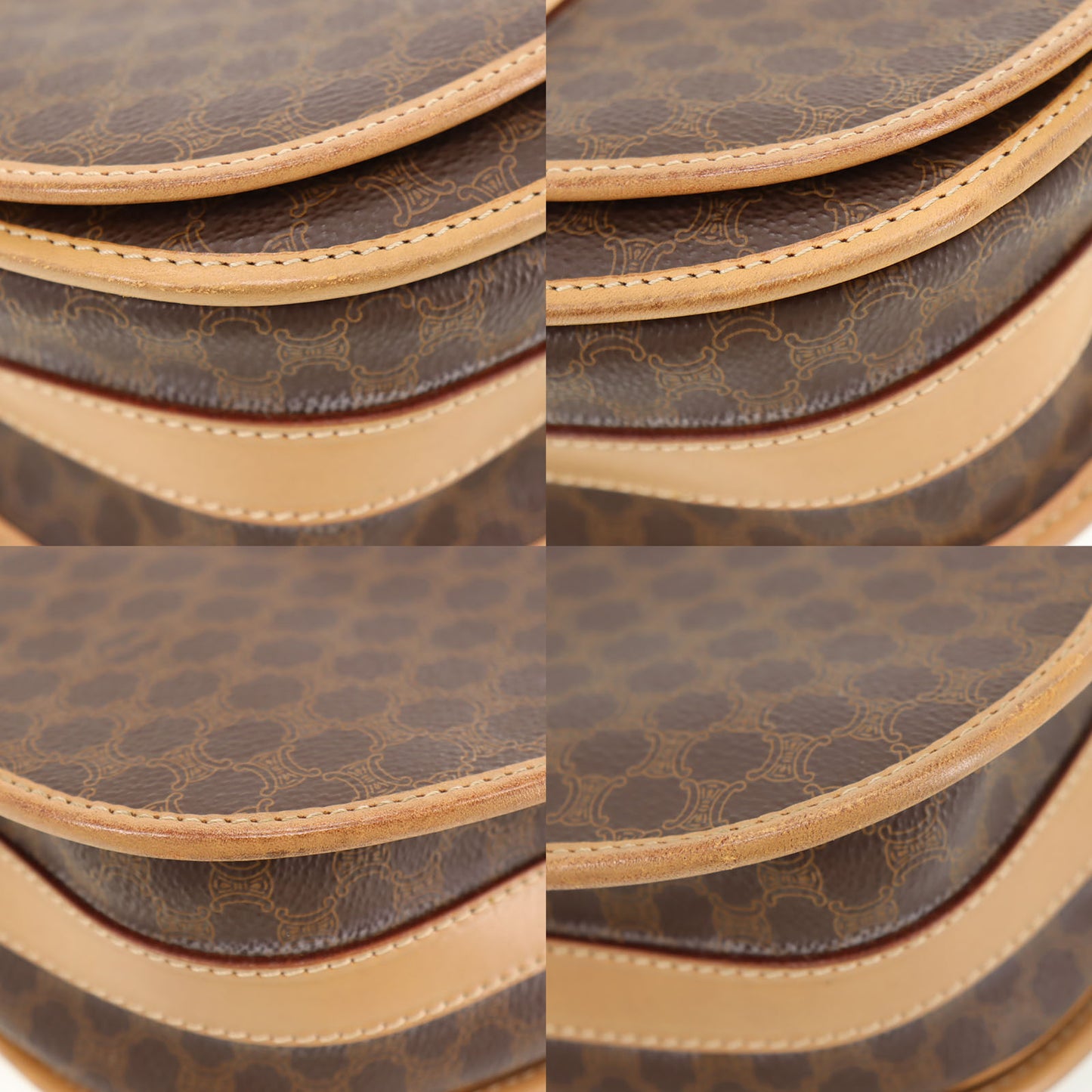 CELINE Macadam Pattern Shoulder Bag Brown PVC Leather #CP288