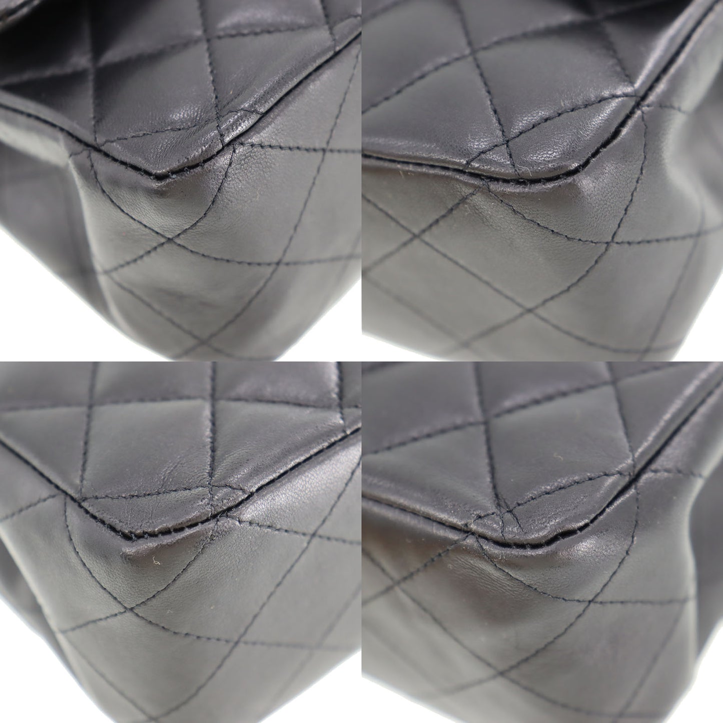 CHANEL Matelasse 25 Double Flap Shoulder Bag Black Lambskin #CJ765