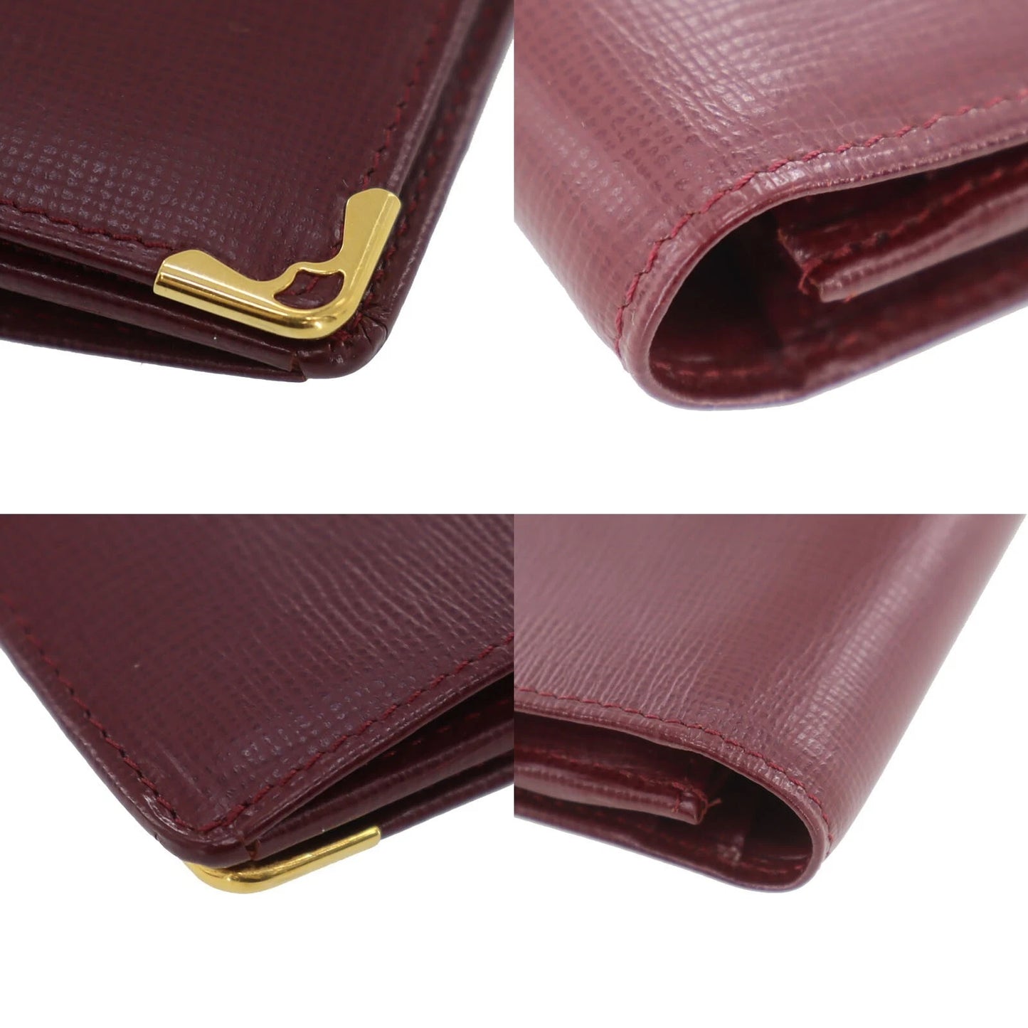 CARTIER Must de Cartier Bifold Long Wallet Leather Burgundy #ED495
