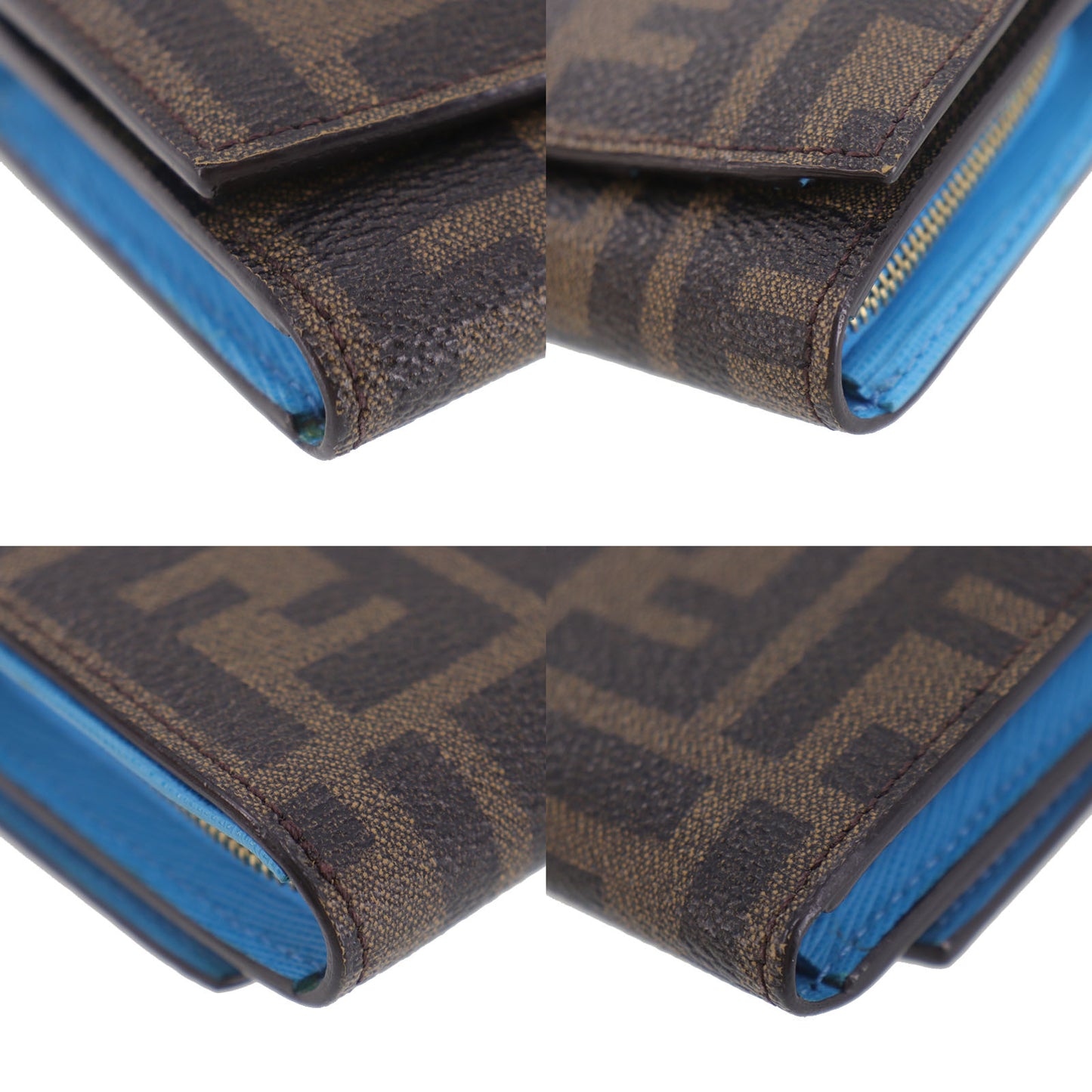 FENDI Zucca Bi-fold Wallet Brown PVC Leather #CU206