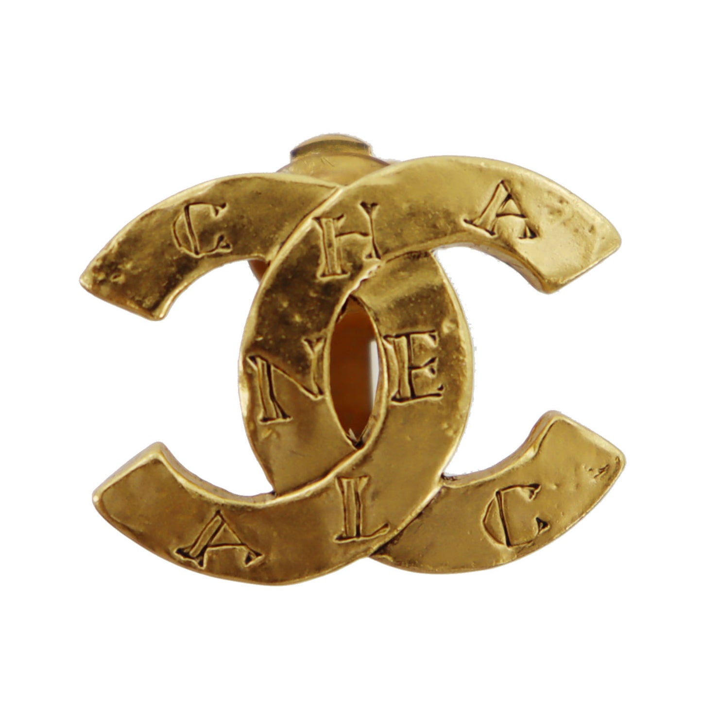 CHANEL CC Logos Earrings Gold Clip-On 99A #CA589