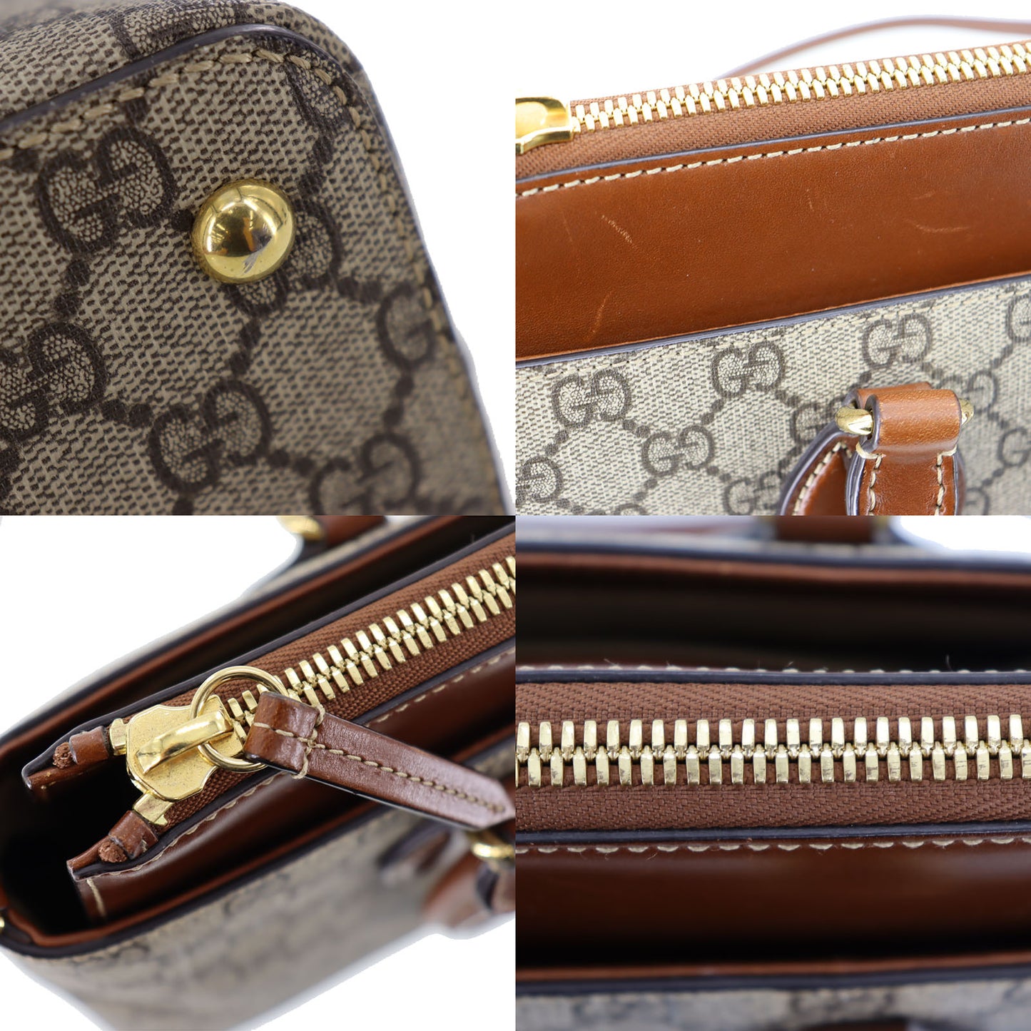 GUCCI GG Plus Shoulder Handbag Brown PVC Leather #BN944