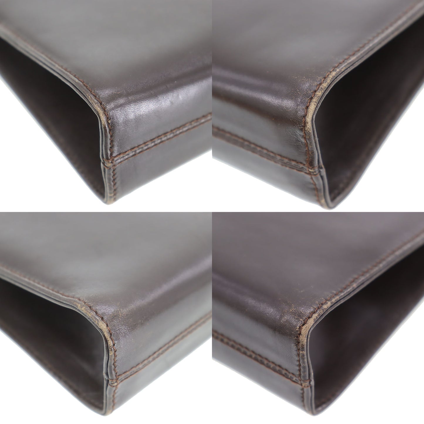 Salvatore Ferragamo Gancini 2Way Clutch Shoulder Bag Brown Leather #AG134