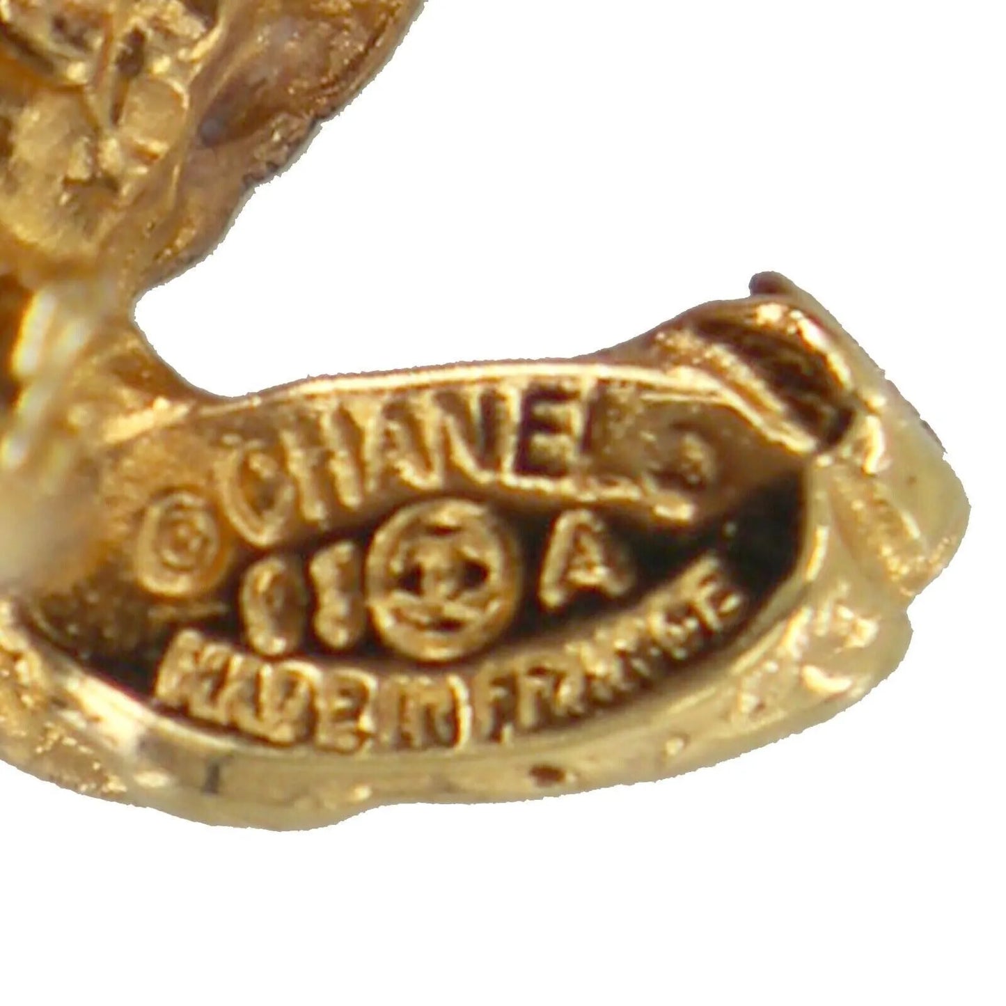 CHANEL CC Logos Earrings Gold Clip-On 95A #AE654