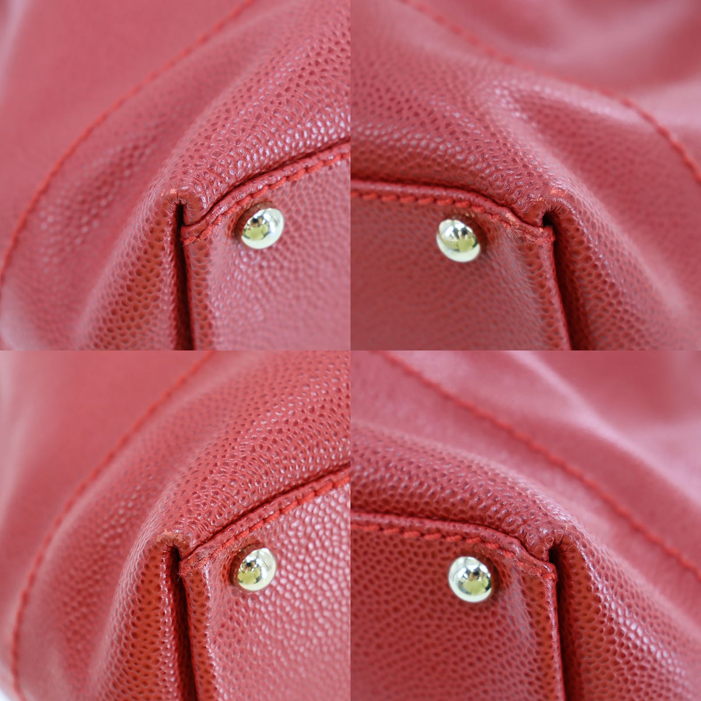 CHANEL CC Shoulder Handbag Red Caviar Skin Leather #CD264