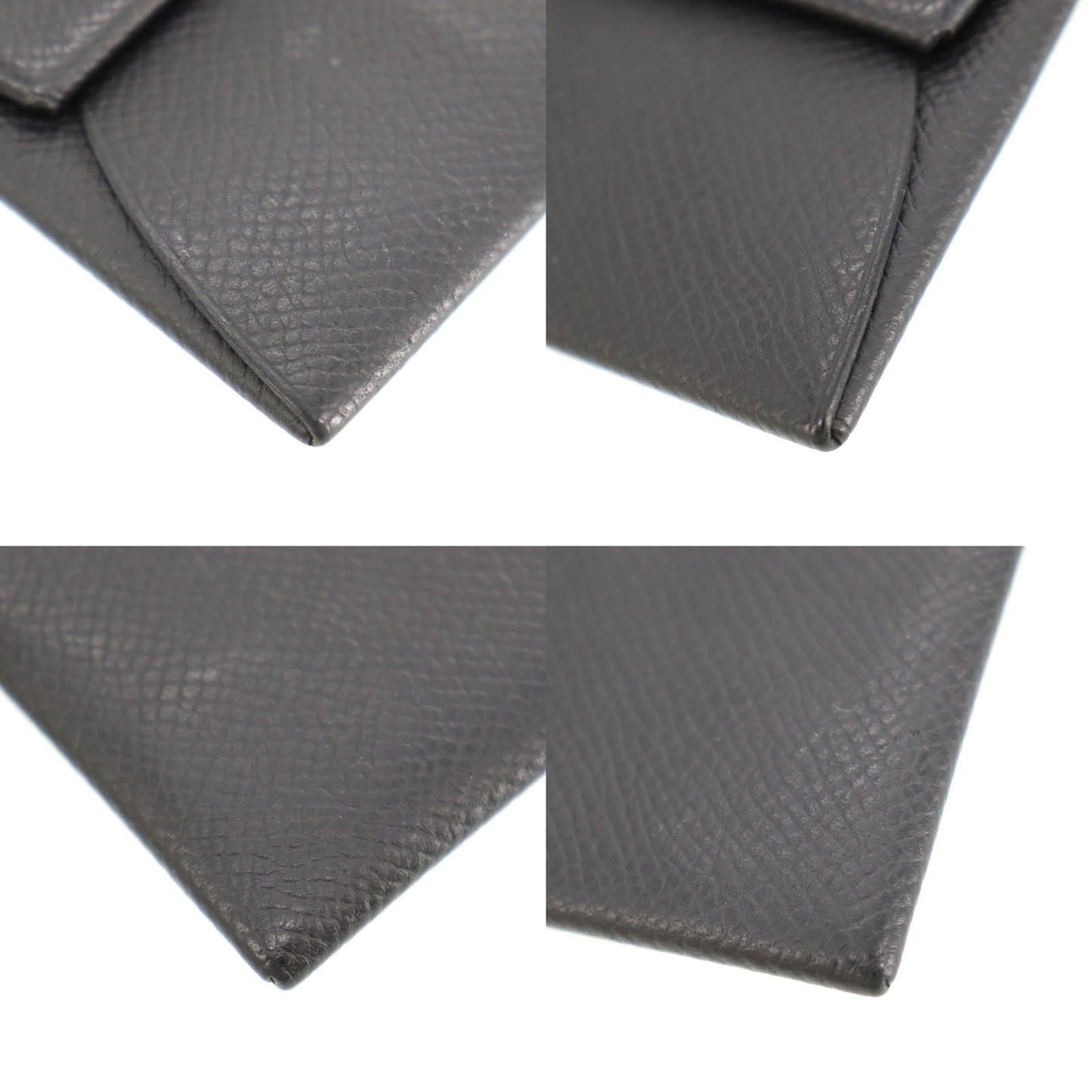 HERMES BASTIA Mini Coin Purse Wallet Black Leather #CK411