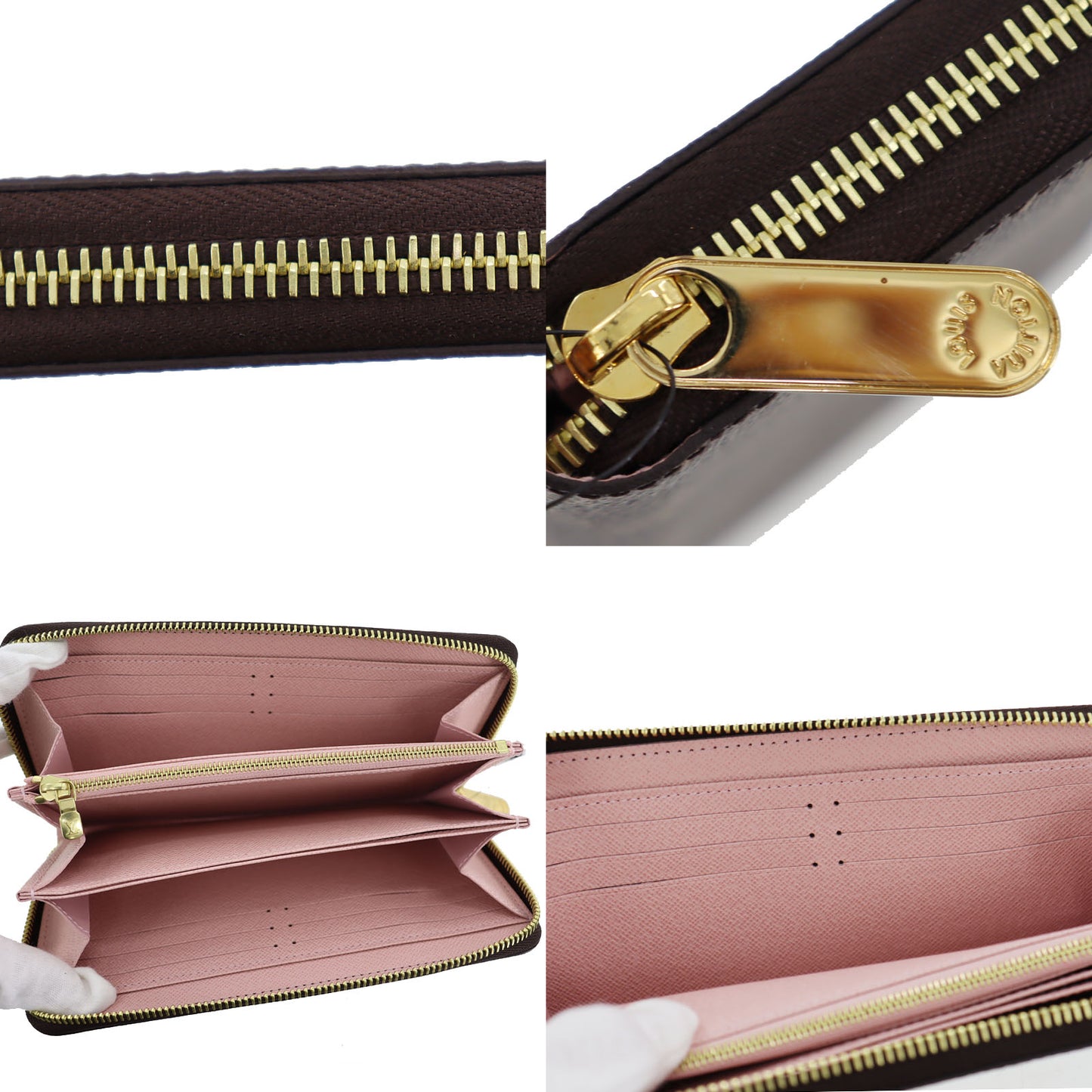 LOUIS VUITTON LV Zippy Wallet Brown Pink Monogram M41894 #AG386