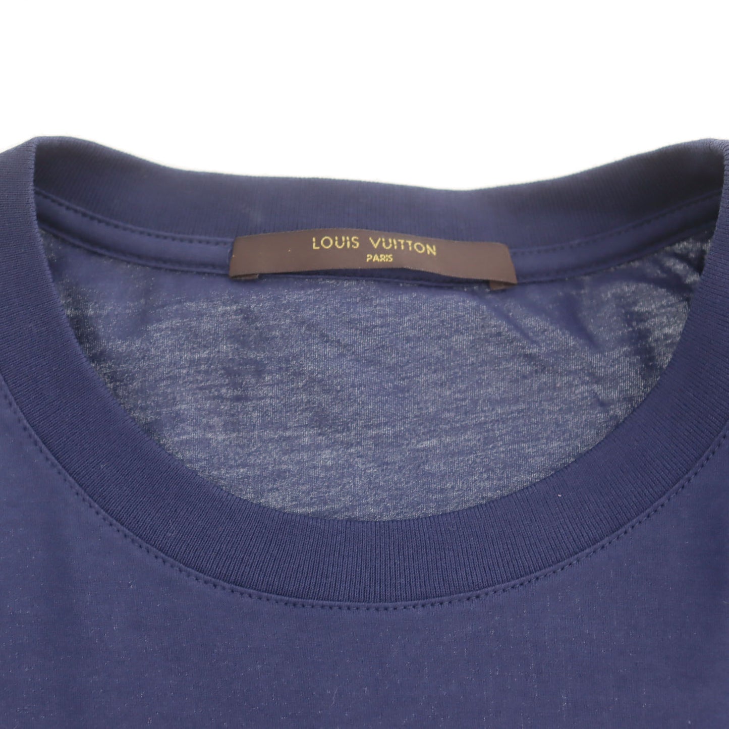 LOUIS VUITTON LV Short Sleeve T-shirt Cotton Navy Size L #AG316