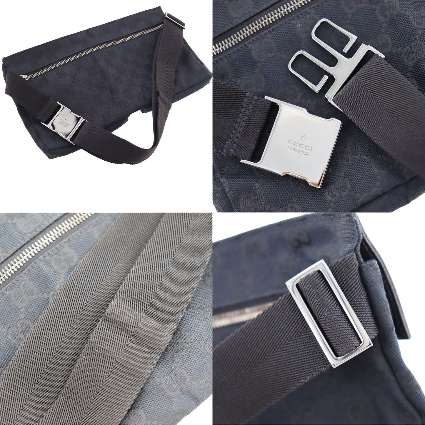GUCCI Original GG Canvas Fanny Pack Black Canvas #BP470
