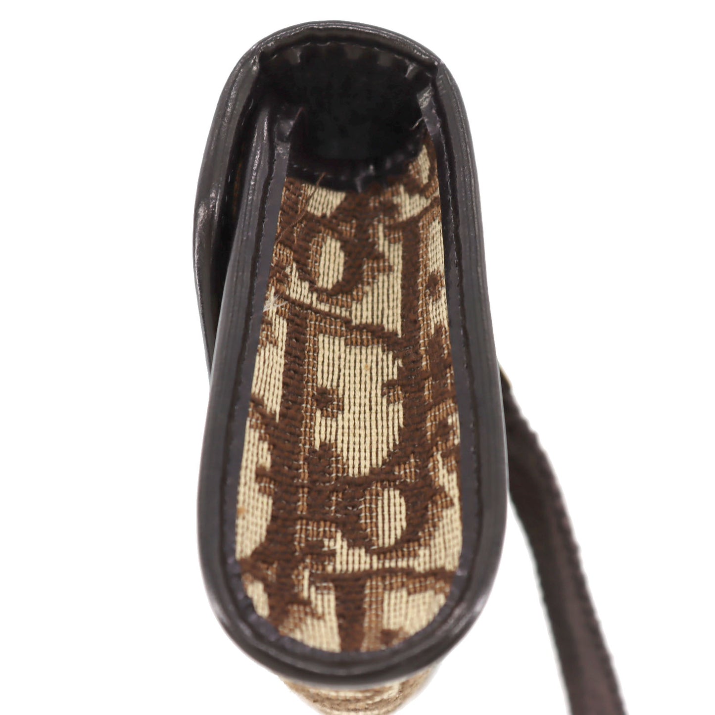 Christian Dior Trotter Shoulder Bag Brown Canvas Leather #AH117