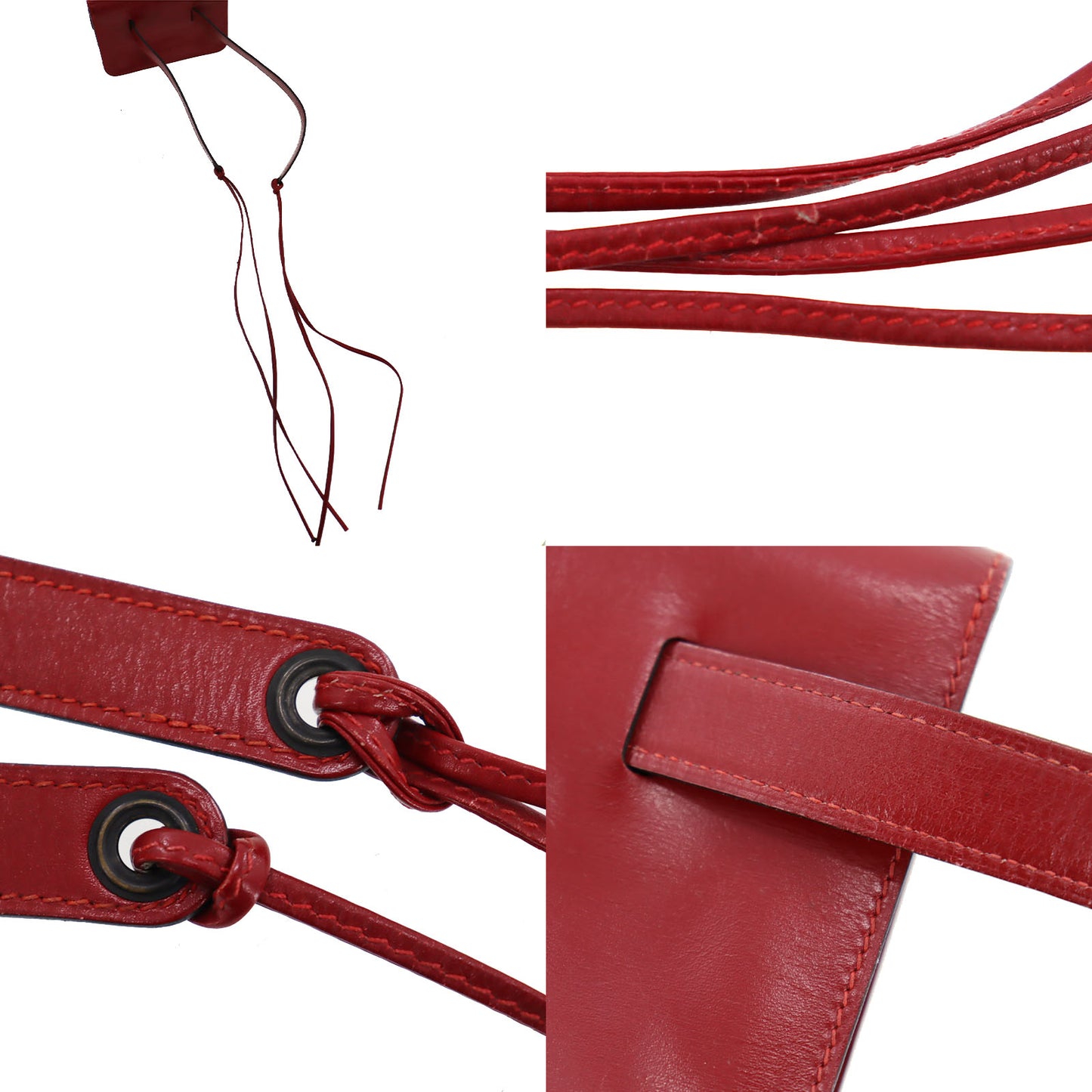 HERMES Waist Pouch Bag Red Leather #BP773