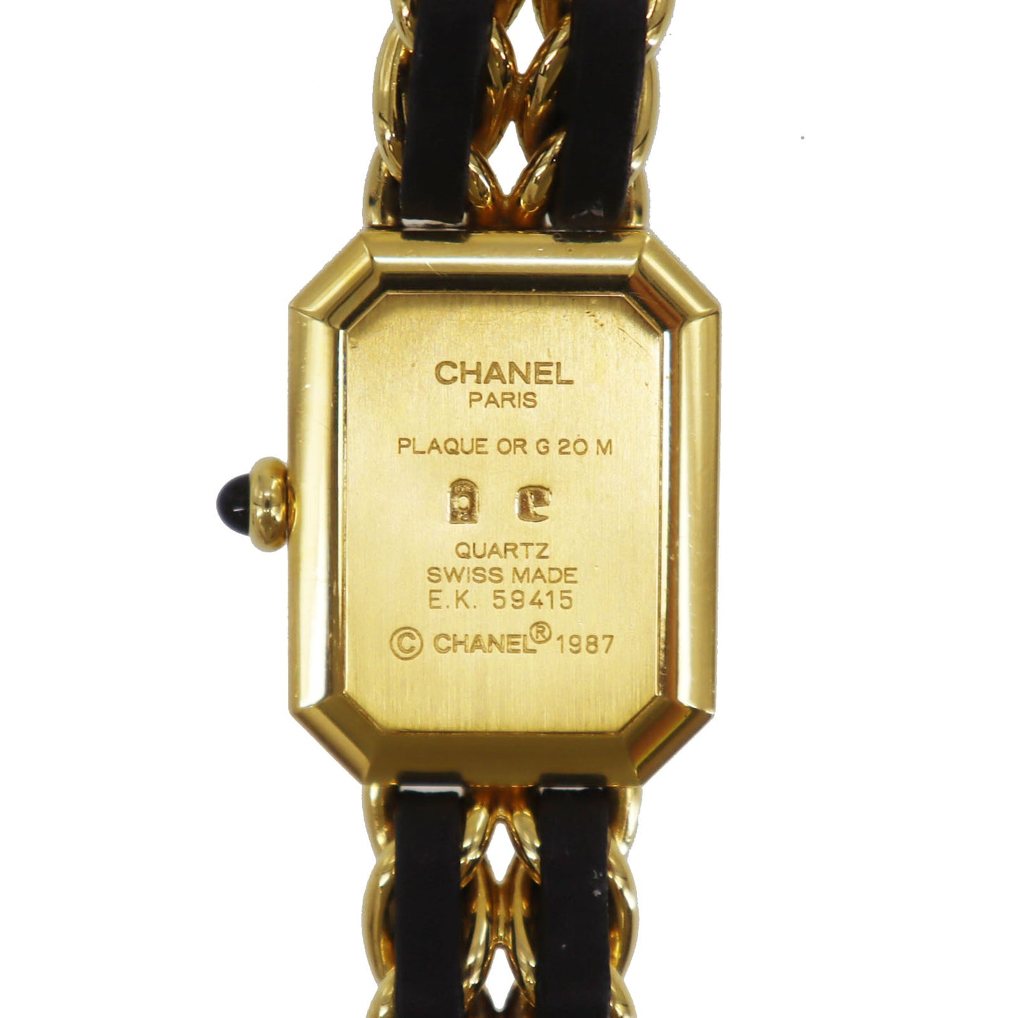 CHANEL Premiere Discontinued Wristwatches L Gold Black Quartz #CO501