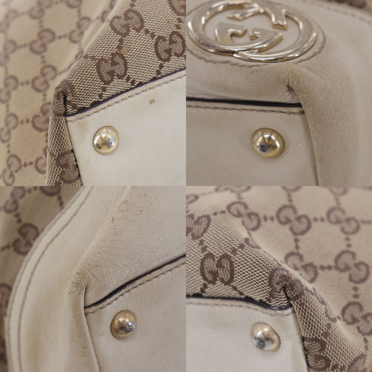 GUCCI Original GG Canvas Shoulder Tote Bag Brown #EG515