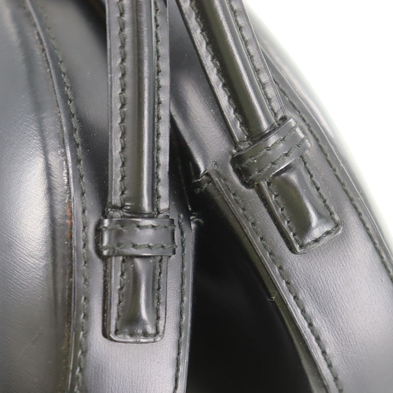 LOEWE Logos Round Handbag Black Leather #BU453