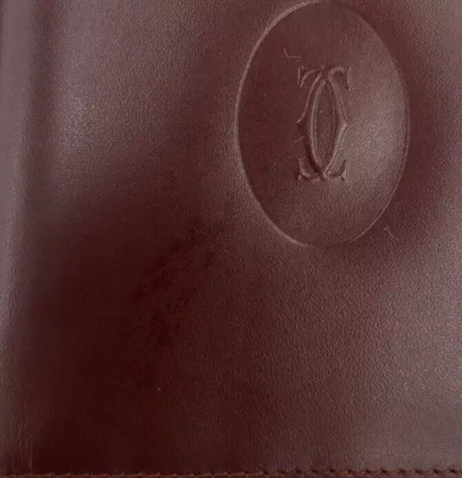 CARTIER Must de Cartier Bifold Wallet Leather Burgundy #ED493