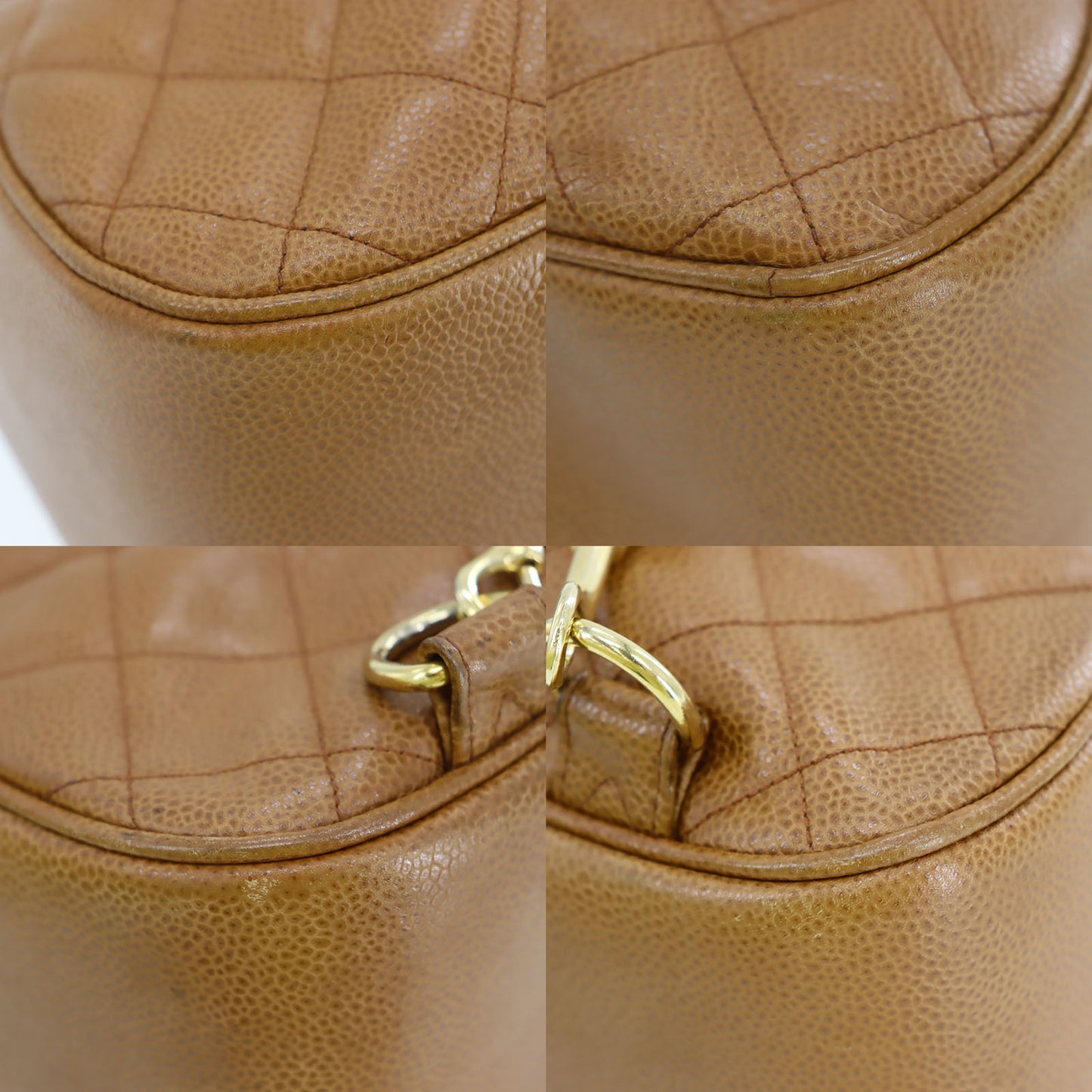 CHANEL CC Logos Brown Backpack Caviar Skin Leather #BE9
