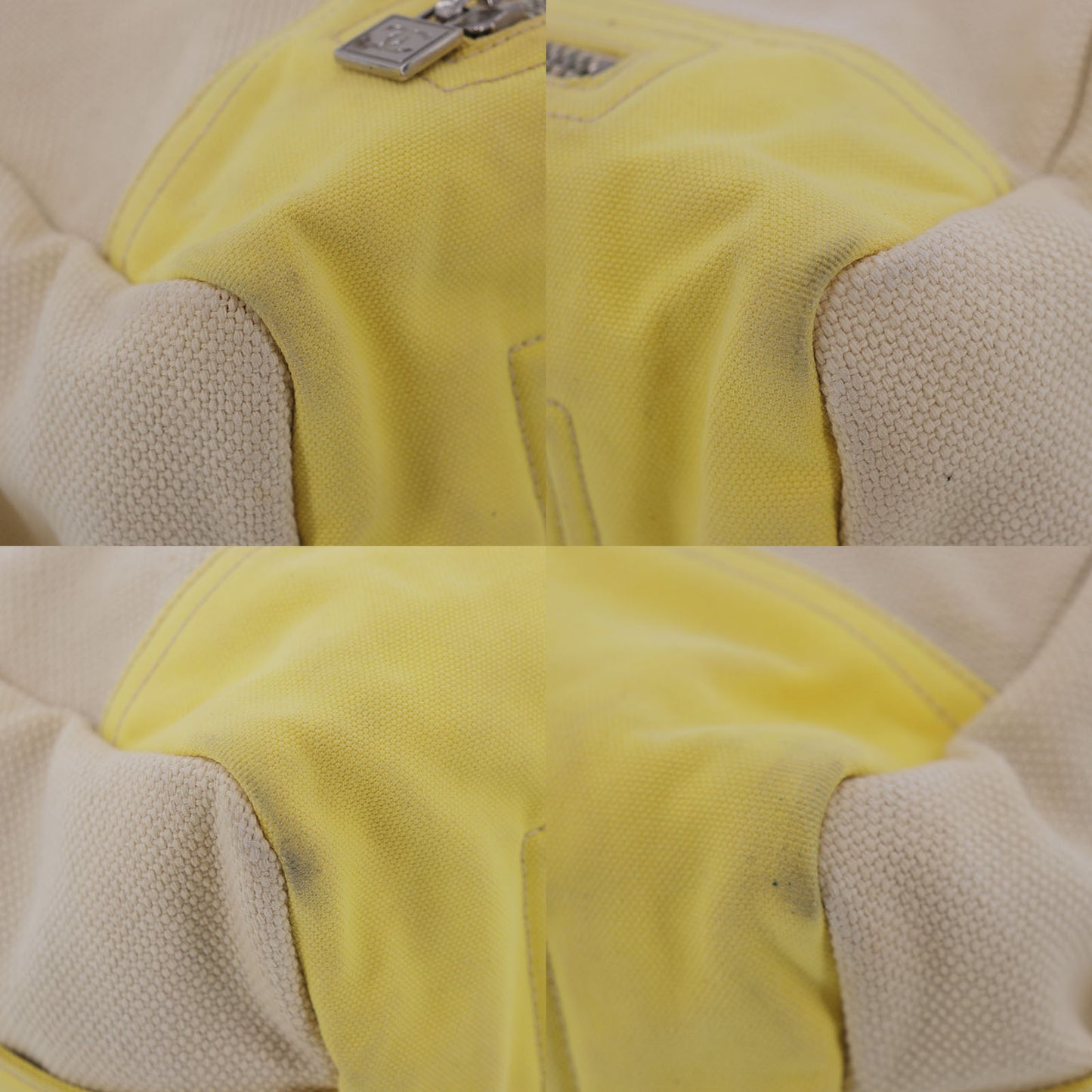 CHANEL Sports Line Boston Bag Beige Yellow Canvas #EF363