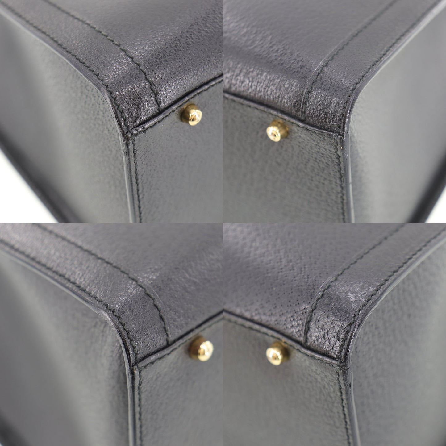 GUCCI Bamboo Handbag Black Leather #CA801