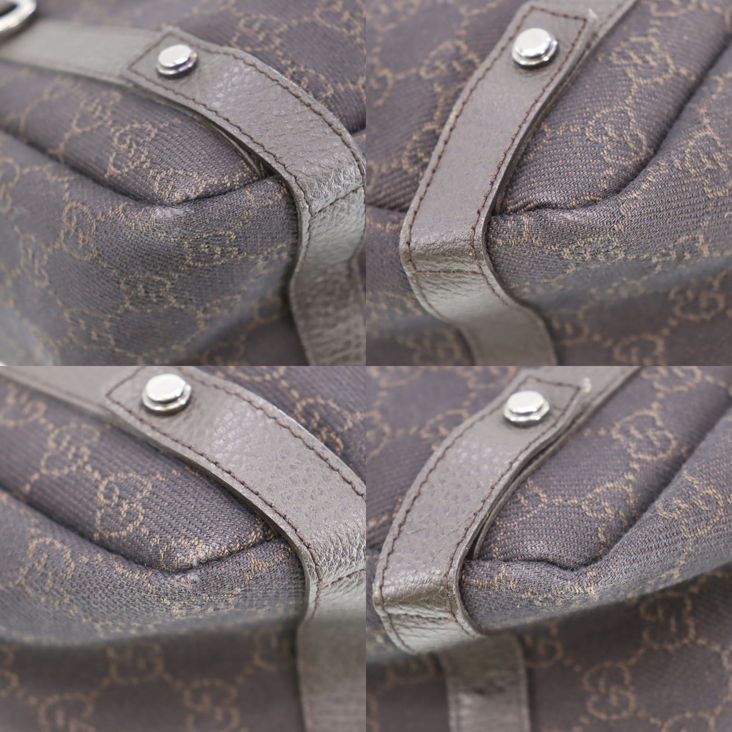 GUCCI Original GG Canvas Handbag Tote Dark Brown #AH621
