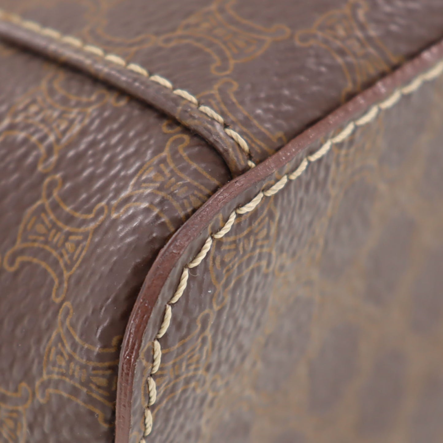 CELINE Macadam Pattern HandBag Brown PVC Leather #AH75