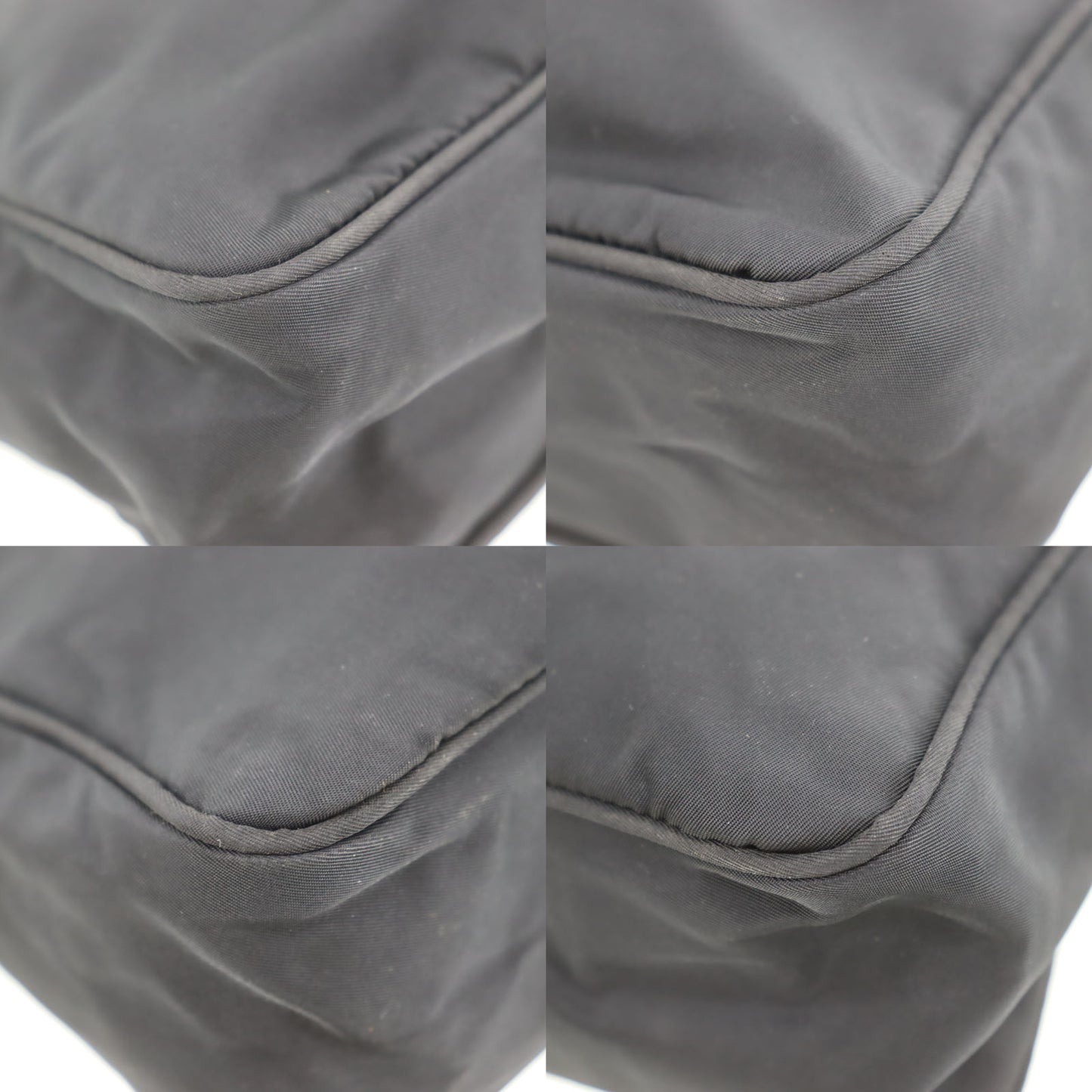 PRADA Hobo Logos Handbag Black Nylon Pouch #CS702