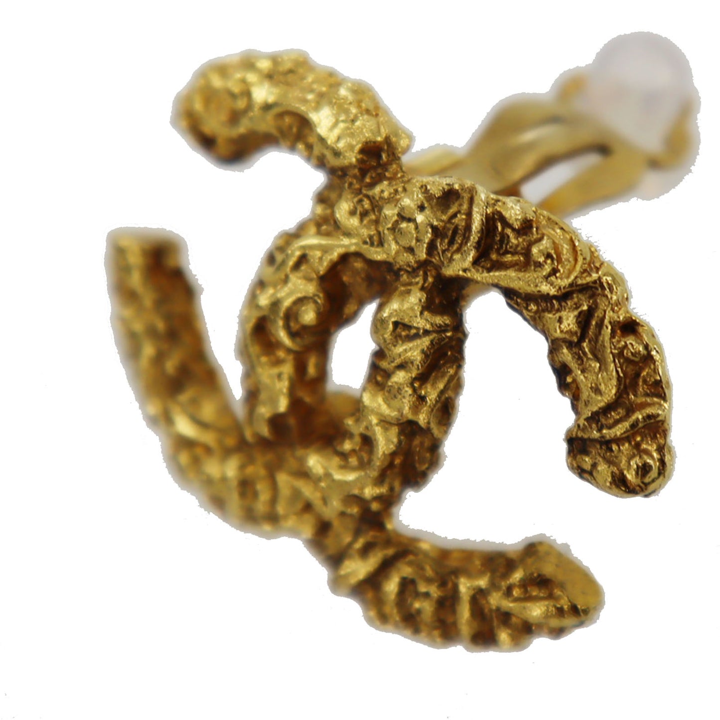 CHANEL CC Logos Earrings Gold Clip-On Vintage 03A #AG849