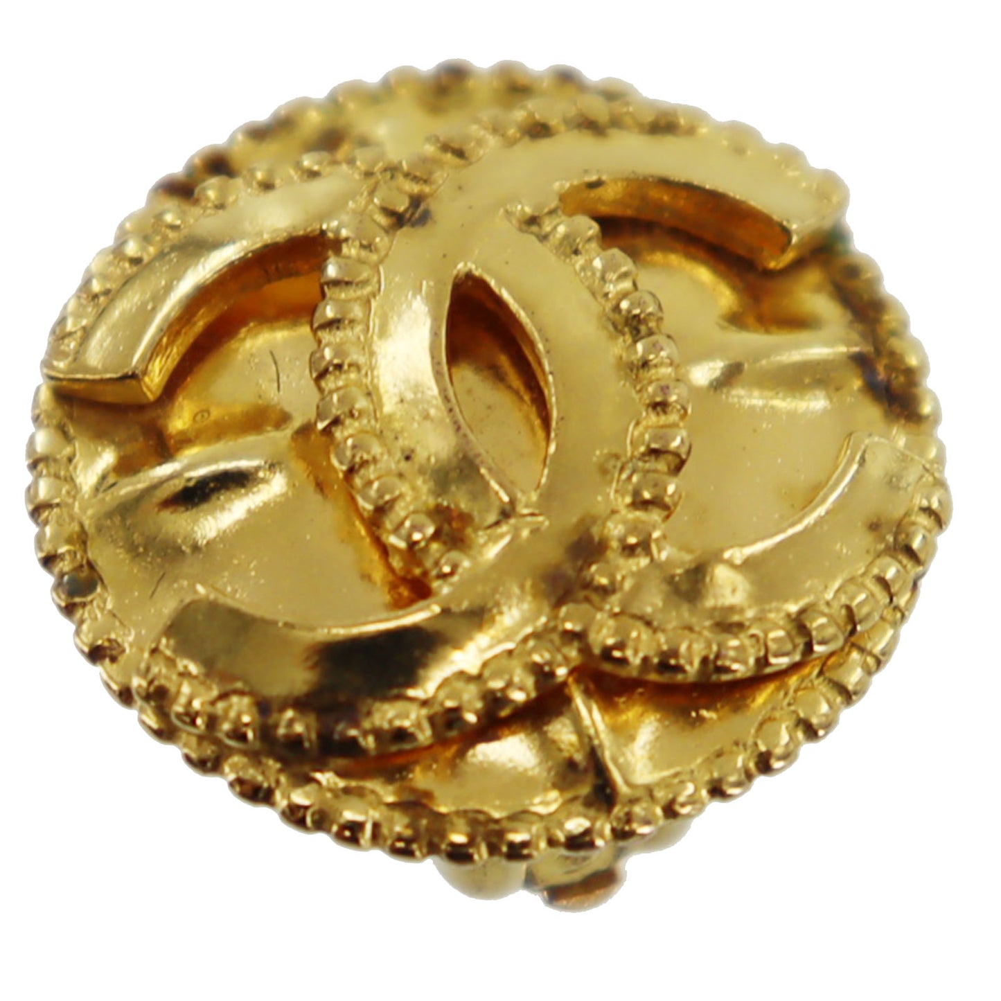CHANEL CC Logos Gold Clip-On Circle 97A Earrings #BS583