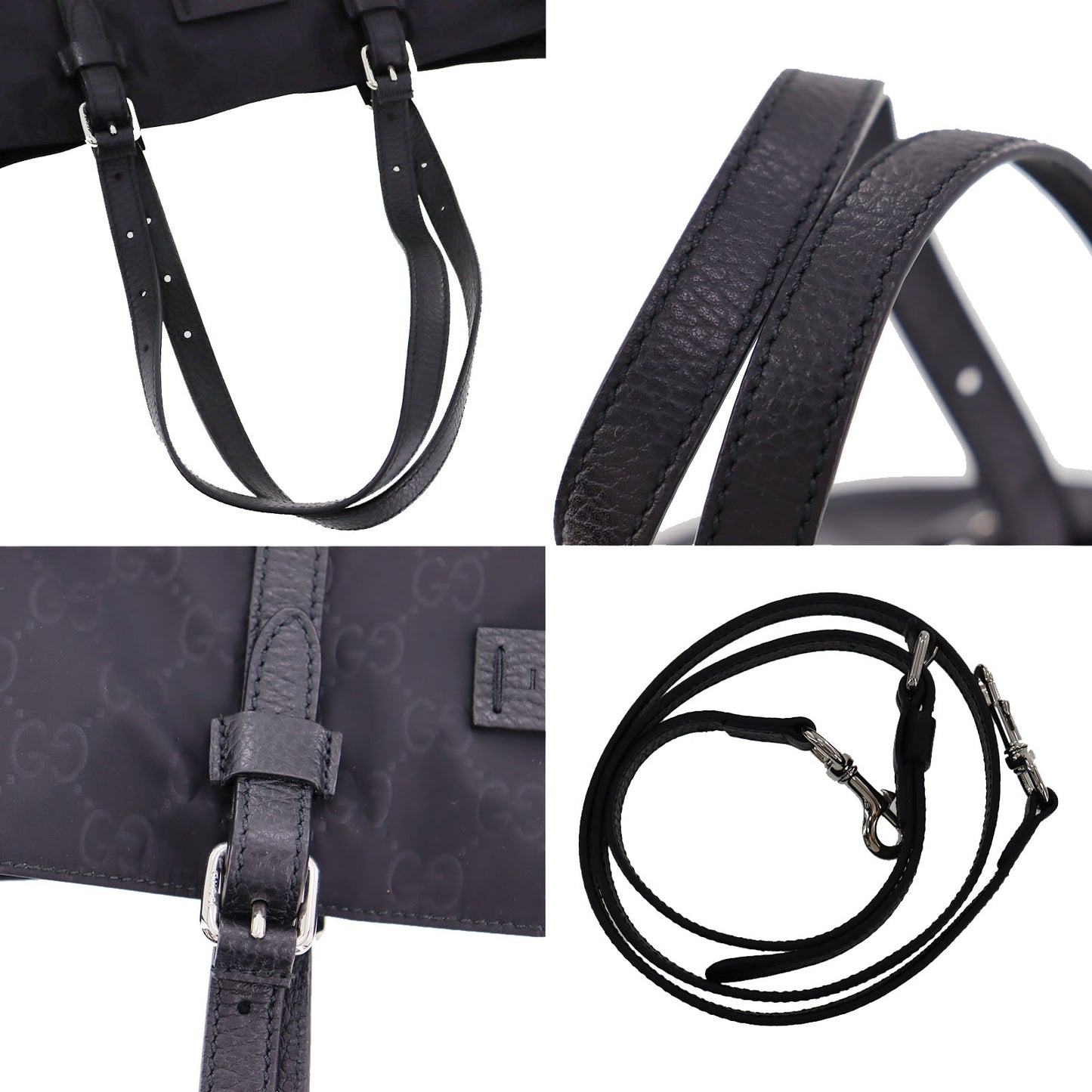 GUCCI Original GG Hand Shoulder Bag Black Nylon #AG798