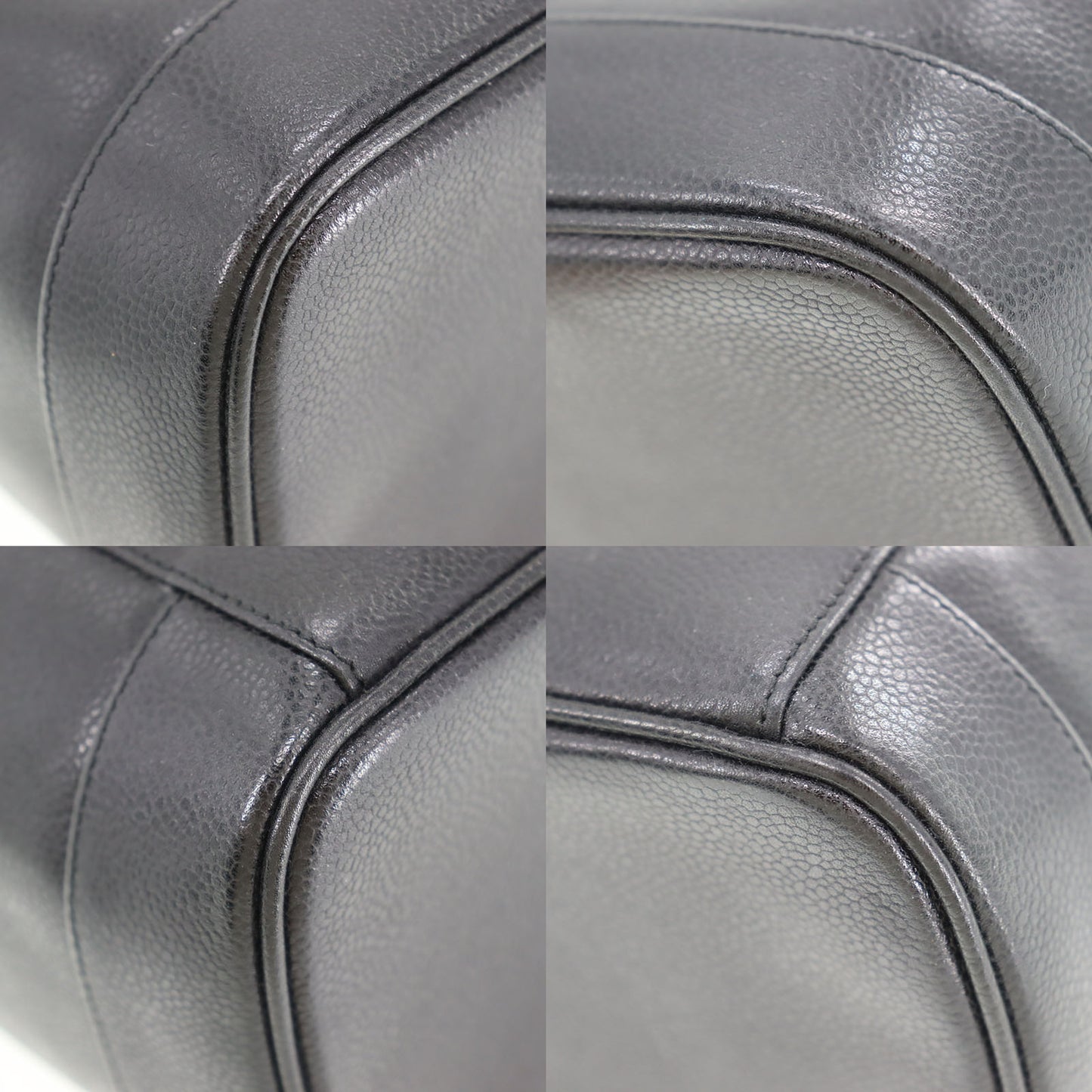 CHANEL CC Handbag Vanity Black Caviar Skin Leather #CP939