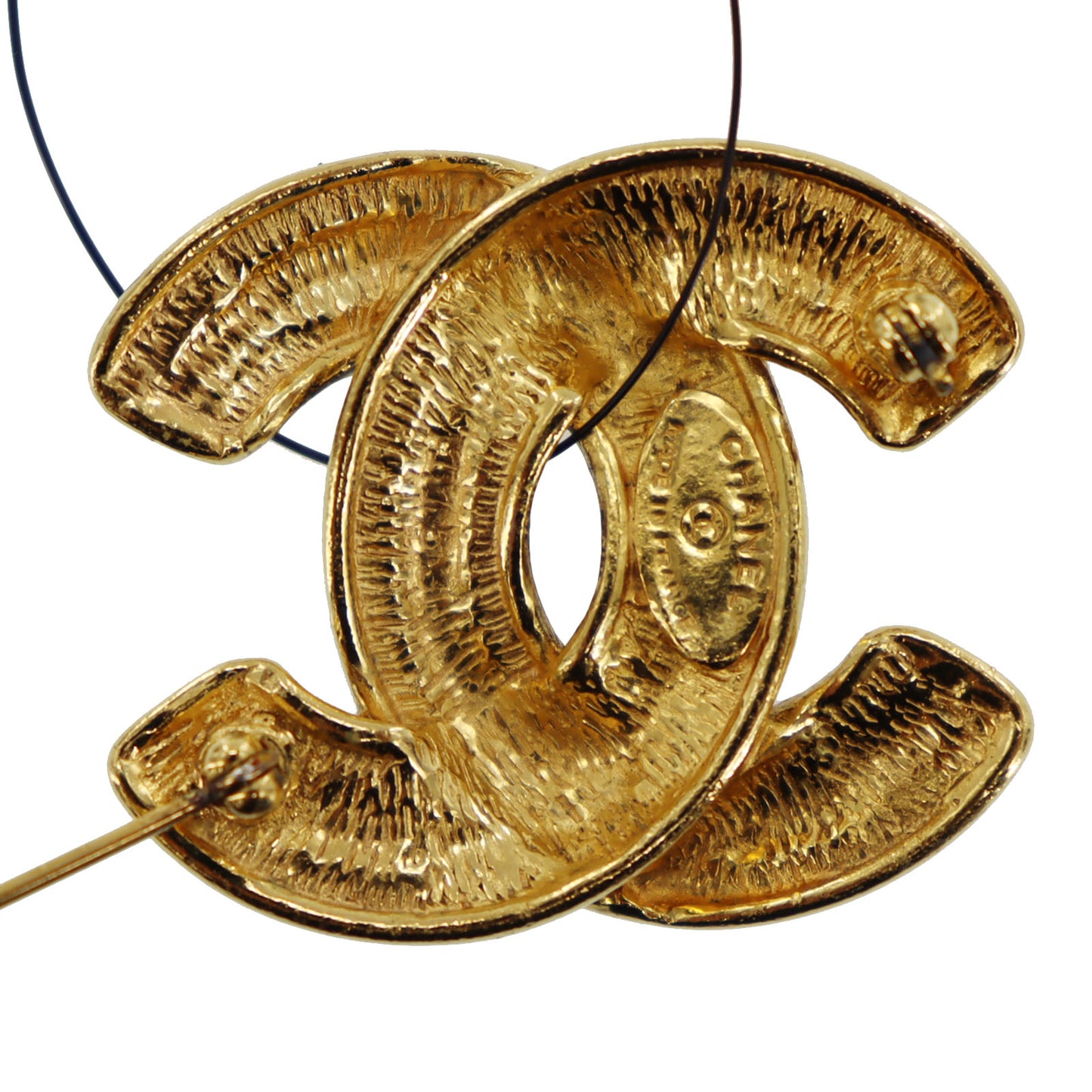 CHANEL CC Logos Matelasse Pin Brooch Gold Plated 1153 #AH693