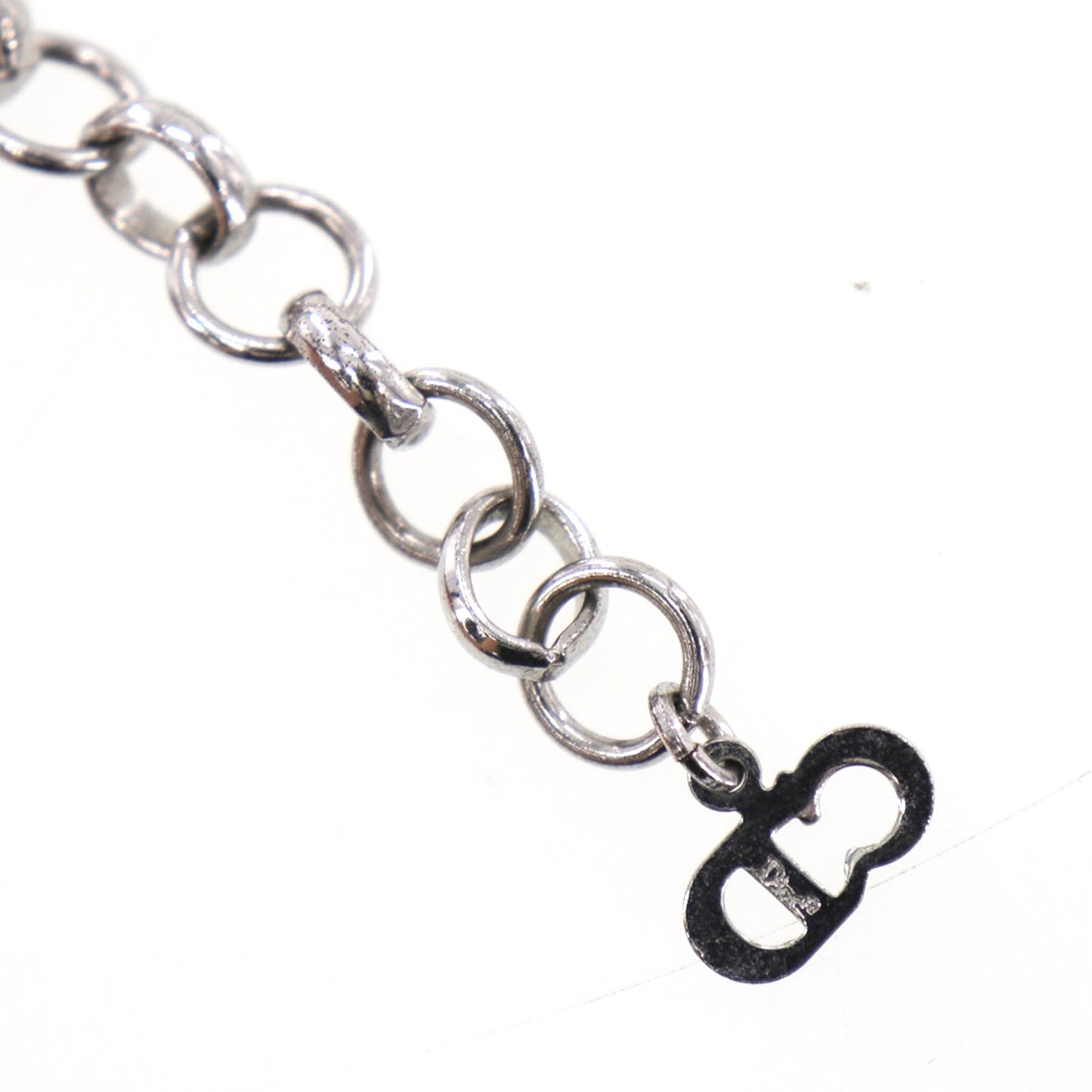 Christian Dior Bow Choker Necklace Silver #EH518
