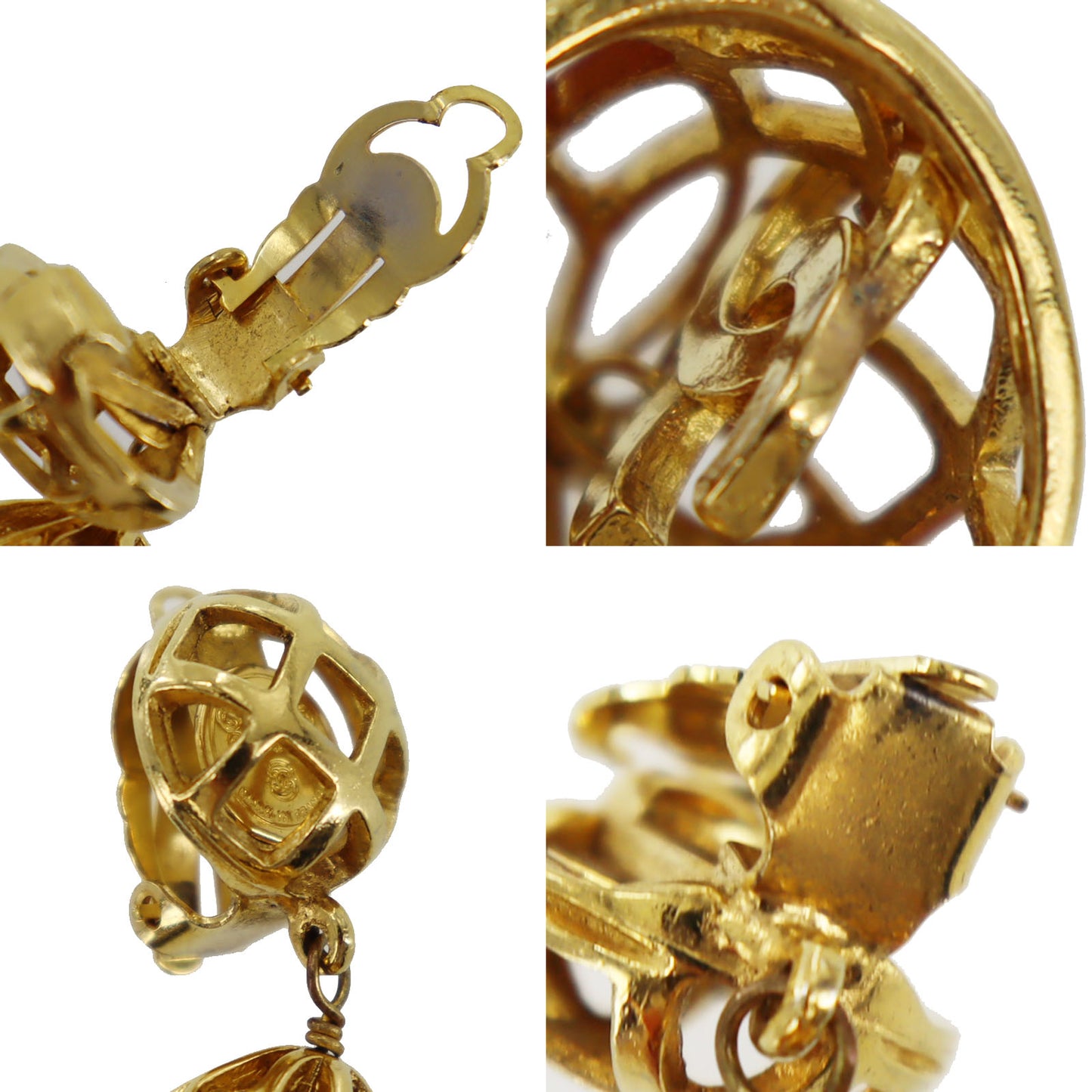 CHANEL CC Logos Earrings Gold Clip-On #BT580